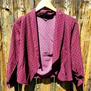 Love Tree Maroon Polka Dot Blazer NWOT